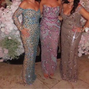 Albina Dyla  Dhurata Sadiku Kosovo Prom Dresses in Blue, Pink, and Silver